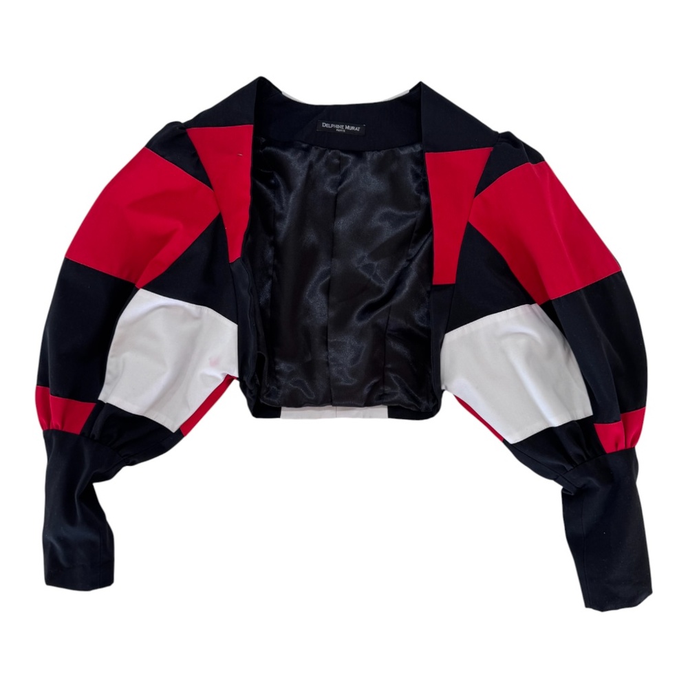 DELPHINE MURAT - VINTAGE FW 2003 - BOLERO JACKET - BLACK/WHITE/RED - XS